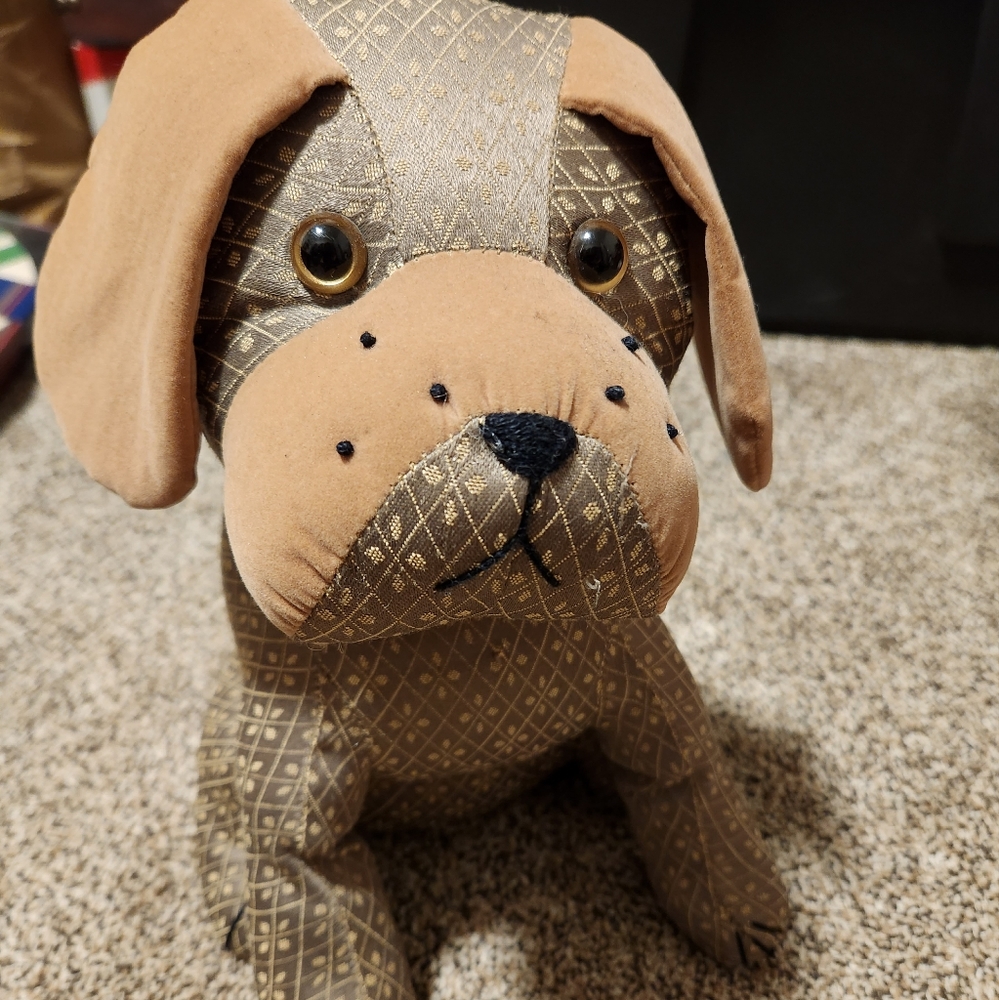Dora Designs Dog Door Stop, Brown W Diamond Shapes, 10" Tall